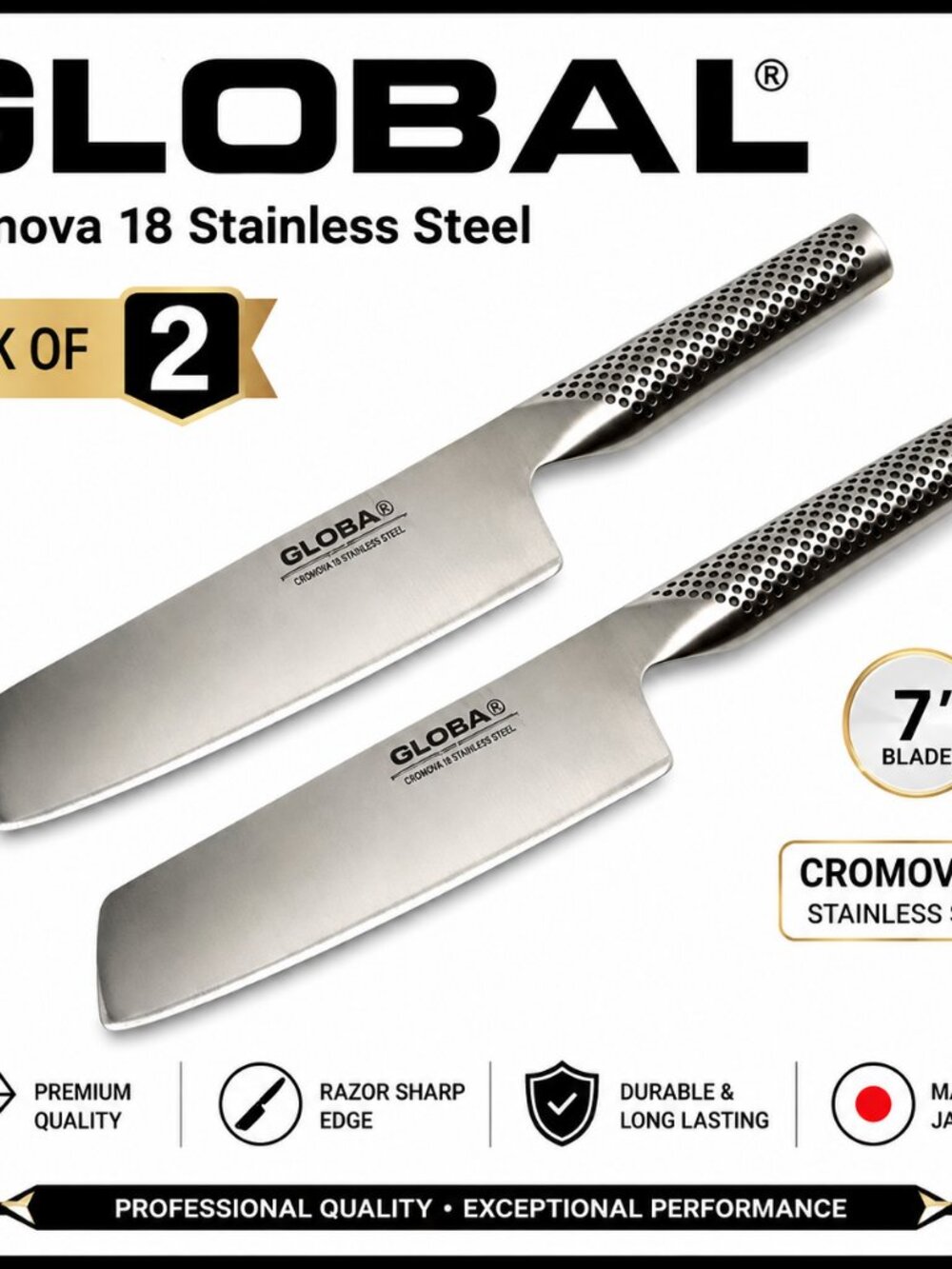 Global G-5 7" Vegetable Knife Cromova 18 Stainless Steel Japanese Chef Knife NEW
